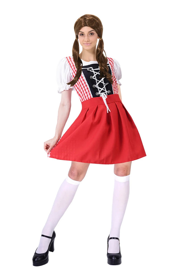 Adult Beer Girl Red Checkered Costume